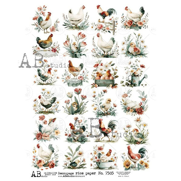 ABstudio Rice Paper - 7585 (A4) - Rustic Farmhouse Charm