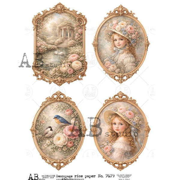 ABstudio Rice Paper - 7679 (A4) - Rustic Farmhouse Charm