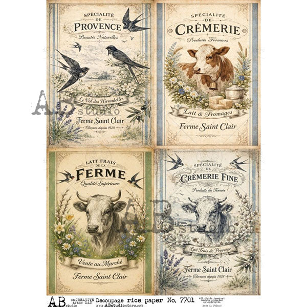 ABstudio Rice Paper - 7701 (A4) - Rustic Farmhouse Charm