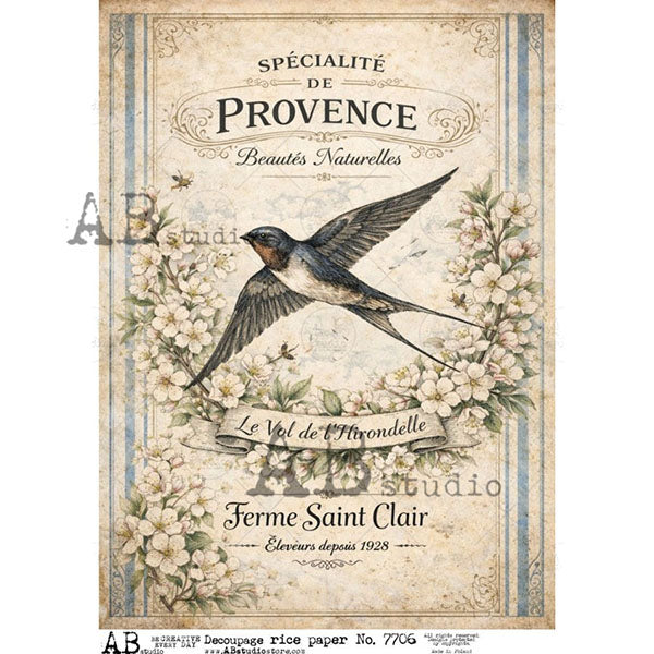 ABstudio Rice Paper - 7706 (A4) - Rustic Farmhouse Charm