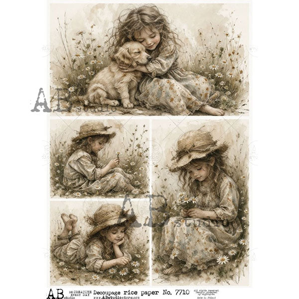 ABstudio Rice Paper - 7710 (A4) - Rustic Farmhouse Charm
