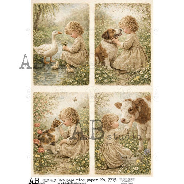 ABstudio Rice Paper - 7715 (A4) - Rustic Farmhouse Charm