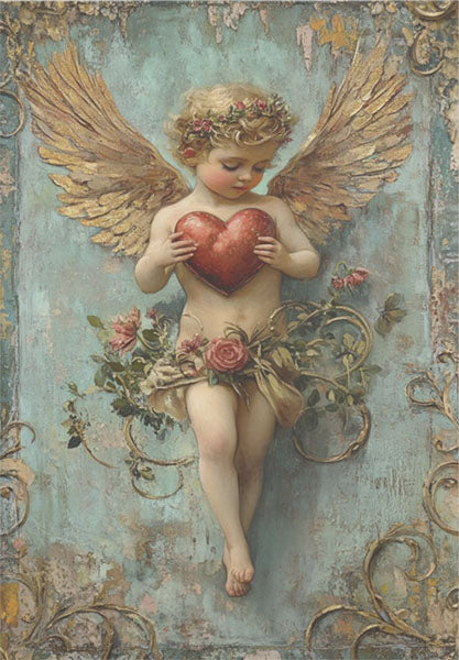 Decoupage Tissue Paper - A Cherished Heart (35.56cm x 50.8cm) - Rustic Farmhouse Charm