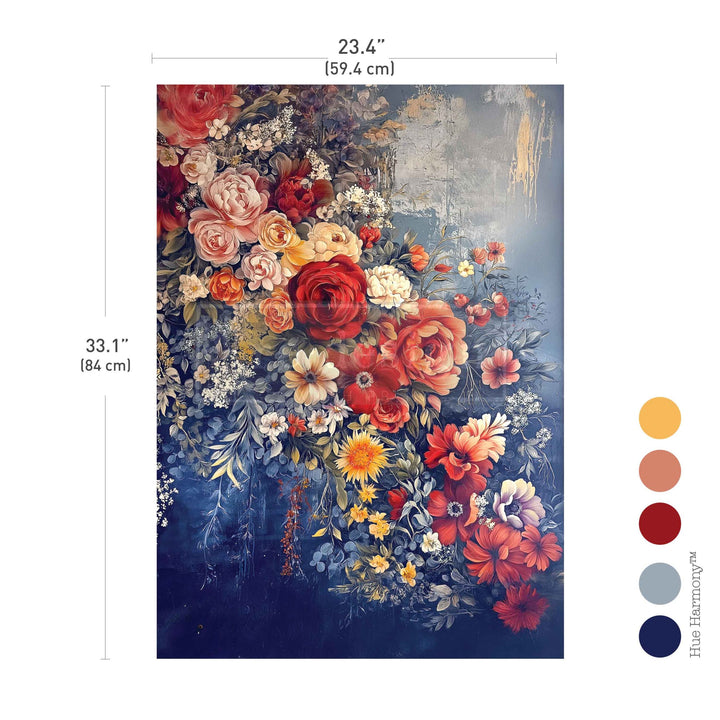 LIMITED! Redesign A1 Decoupage Fibre Paper - A COLOURFUL BUNCH (59.44cm x 84.07cm) - Rustic Farmhouse Charm