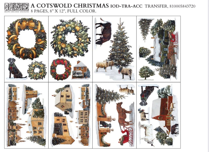 NEW! IOD Transfer Pad - A COTSWOLD CHRISTMAS (set of eight 8"x12" sheets)