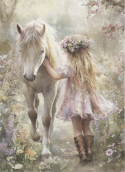 Decoupage Tissue Paper - A Girl and Her Pony (53.34cm x 73.66cm)