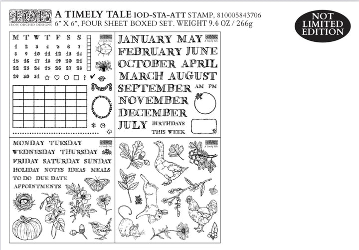 NEW! IOD Stamp Box Set - A TIMELY TALE (4x 6"x6", 15.24cm x 15.24cm)