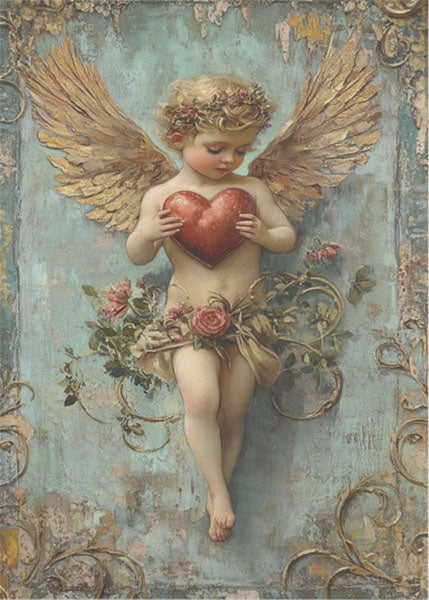 Decoupage Tissue Paper - A Cherished Heart - Rustic Farmhouse Charm