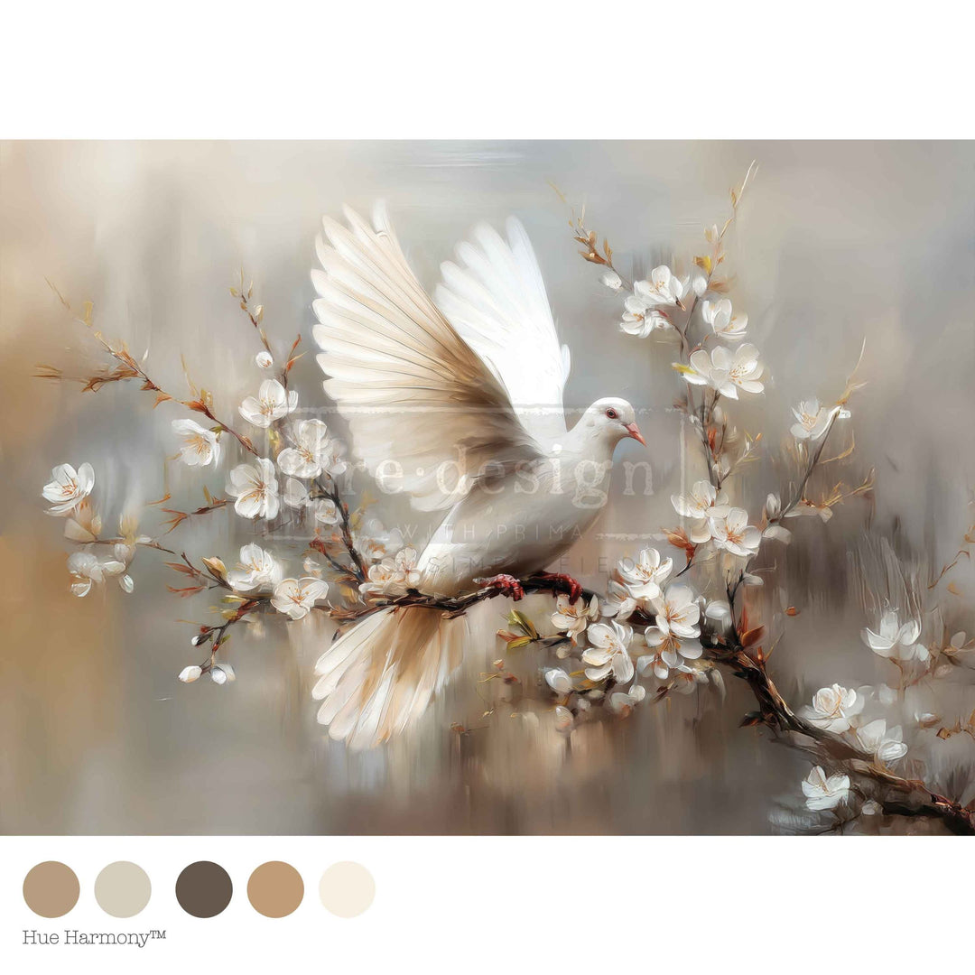 NEW! Redesign A1 Decoupage Fibre Paper - ALABASTER GRACE by Kacha (59.44cm x 84.07cm) - Rustic Farmhouse Charm