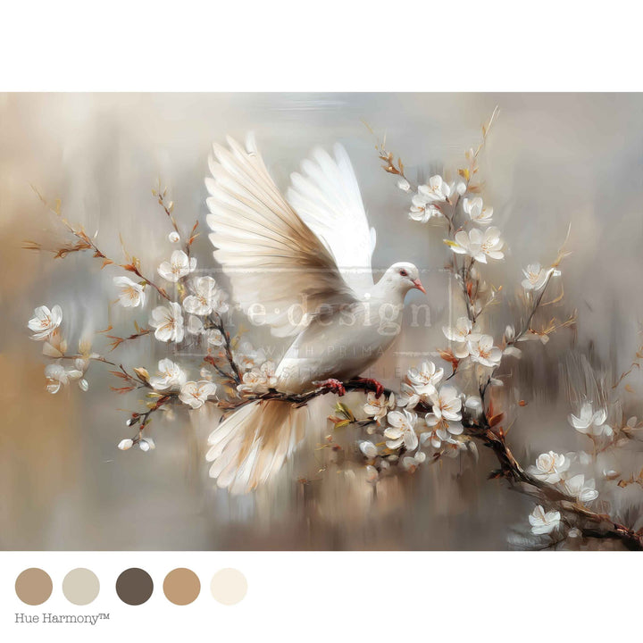 NEW! Redesign A1 Decoupage Fibre Paper - ALABASTER GRACE by Kacha (59.44cm x 84.07cm) - Rustic Farmhouse Charm