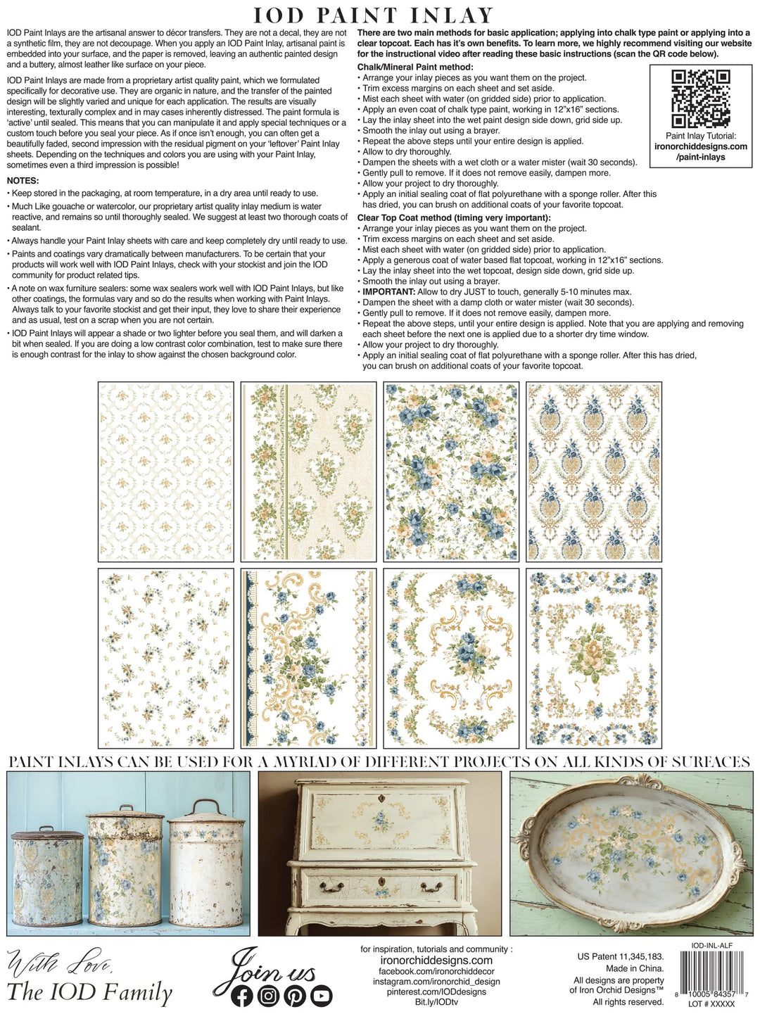 NEW! IOD Paint Inlay - ALFRED PEATS & CO. (set of eight 12"x16" sheets) - Rustic Farmhouse Charm