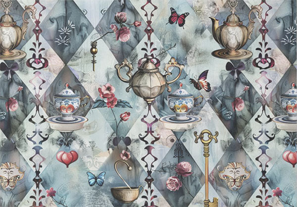 Decoupage Tissue Paper - Alice Curiosities Harlequin Pattern