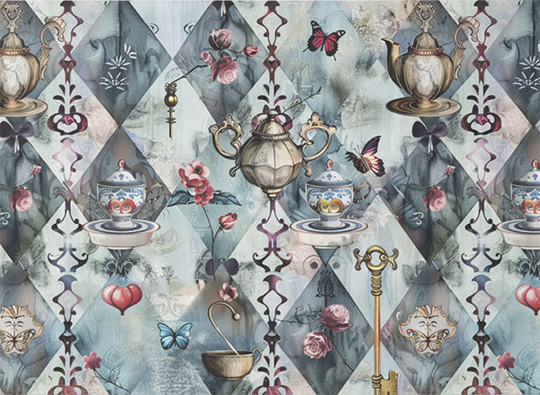 Decoupage Tissue Paper - Alice Curiosities Harlequin Pattern