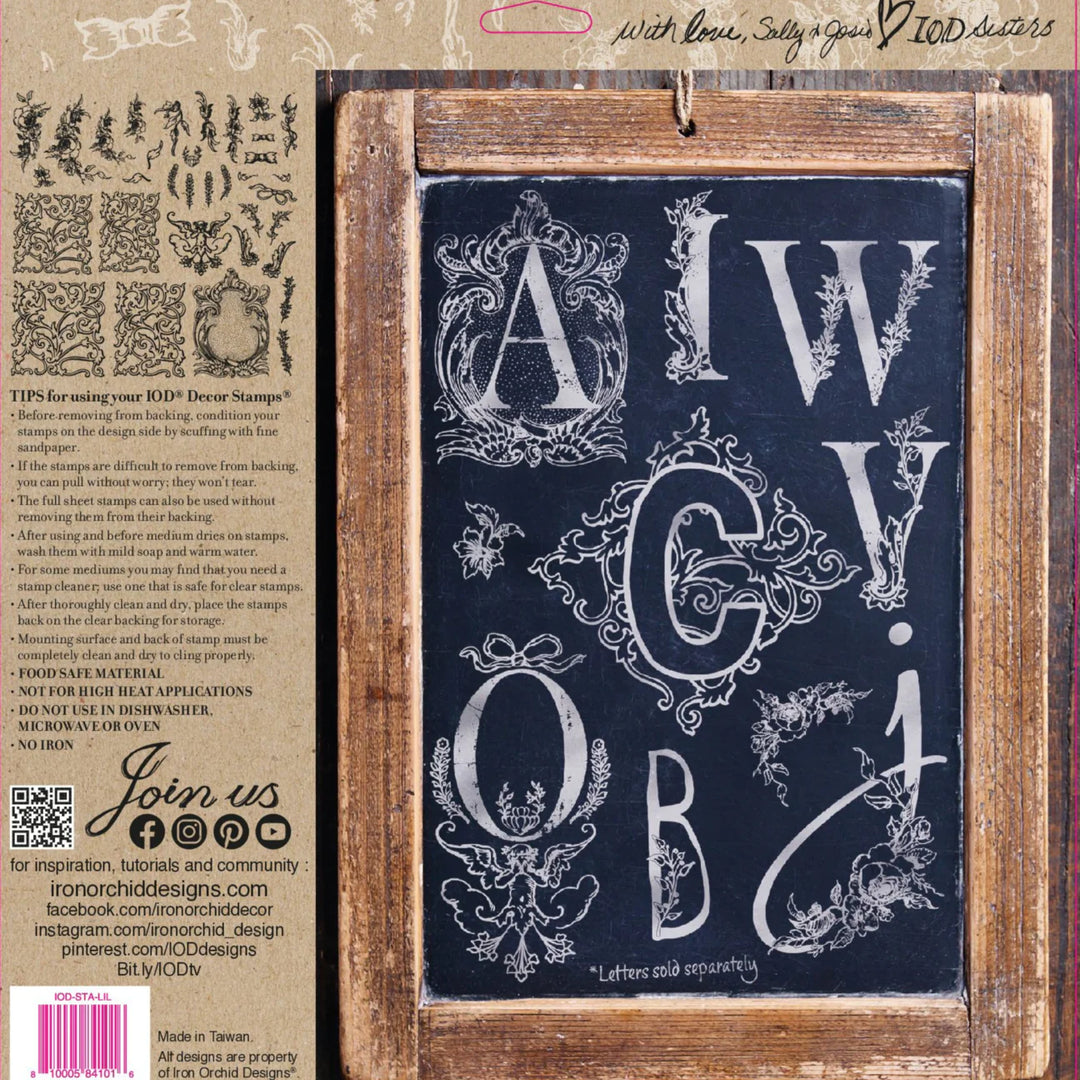 ALPHABELLIES Stamp by IOD (12"x12", 30.48cm x 30.48cm) - Rustic Farmhouse Charm