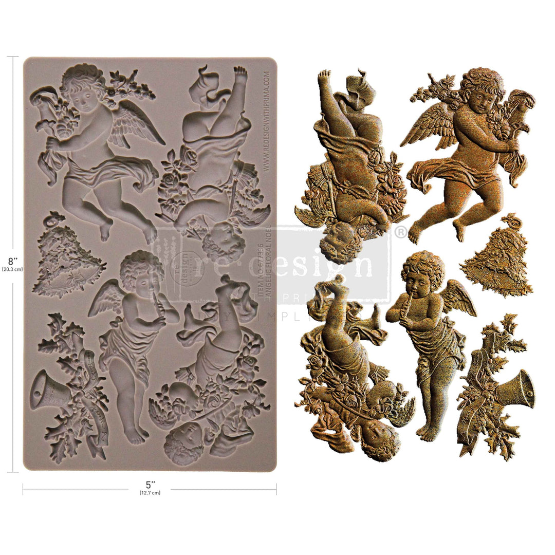 NEW! Redesign Mould - ANGELIC FLORAL NOEL (5" x 8") - Rustic Farmhouse Charm