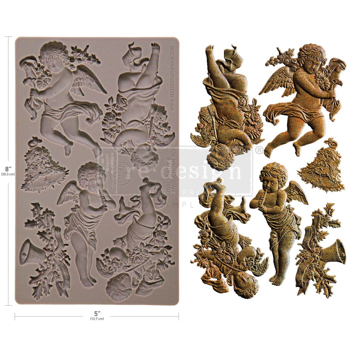 NEW! Redesign Mould - ANGELIC FLORAL NOEL (5" x 8") - Rustic Farmhouse Charm