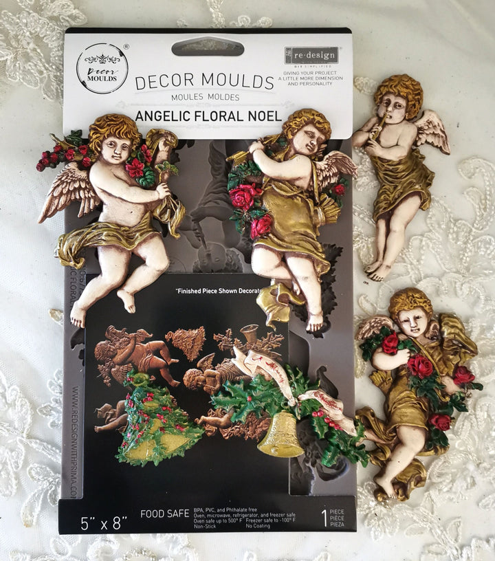 NEW! Redesign Mould - ANGELIC FLORAL NOEL (5" x 8") - Rustic Farmhouse Charm