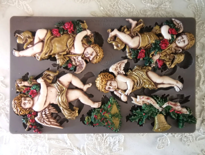 NEW! Redesign Mould - ANGELIC FLORAL NOEL (5" x 8") - Rustic Farmhouse Charm