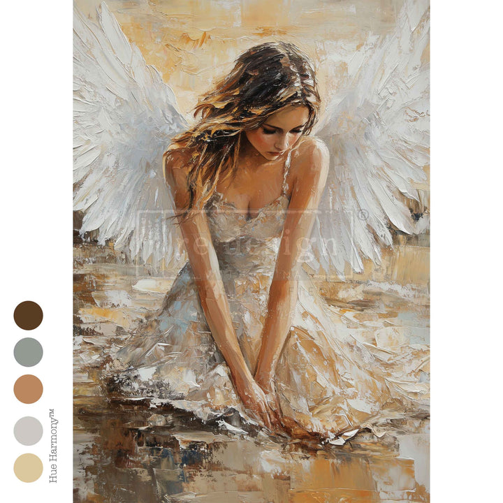 LIMITED! Redesign A3 Decoupage Fibre Paper - ANGELIC REVERIE (29.7cm x 41.9cm) - Rustic Farmhouse Charm