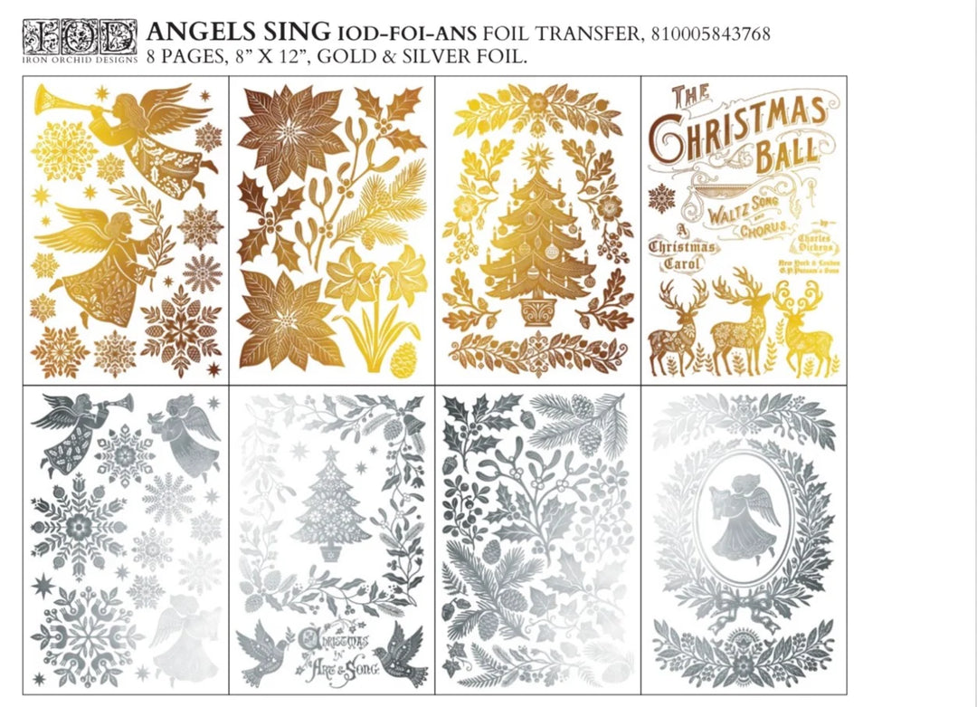 NEW! IOD Gilded Transfer Pad - ANGELS SING (set of eight 8"x12" sheets)