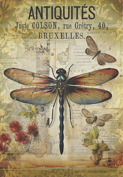Decoupage Tissue Paper - Antiques Dragonfly