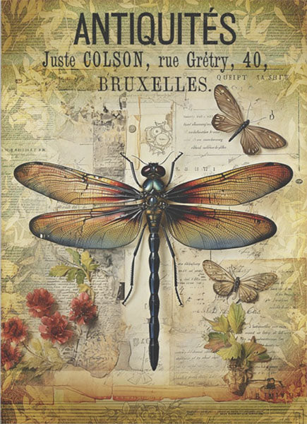 Decoupage Tissue Paper - Antiques Dragonfly (25.4cm x 35.56cm) - Rustic Farmhouse Charm