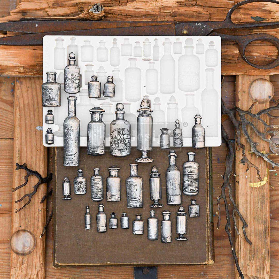NEW! APOTHECARY BOTTLES Mould by Finnabair | Rustic Farmhouse Charm