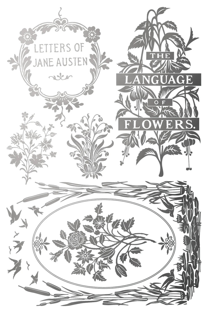 NEW! IOD Gold & Silver Foil Transfer Pad - ATHENAEUM (set of eight 8"x12" sheets) - Rustic Farmhouse Charm