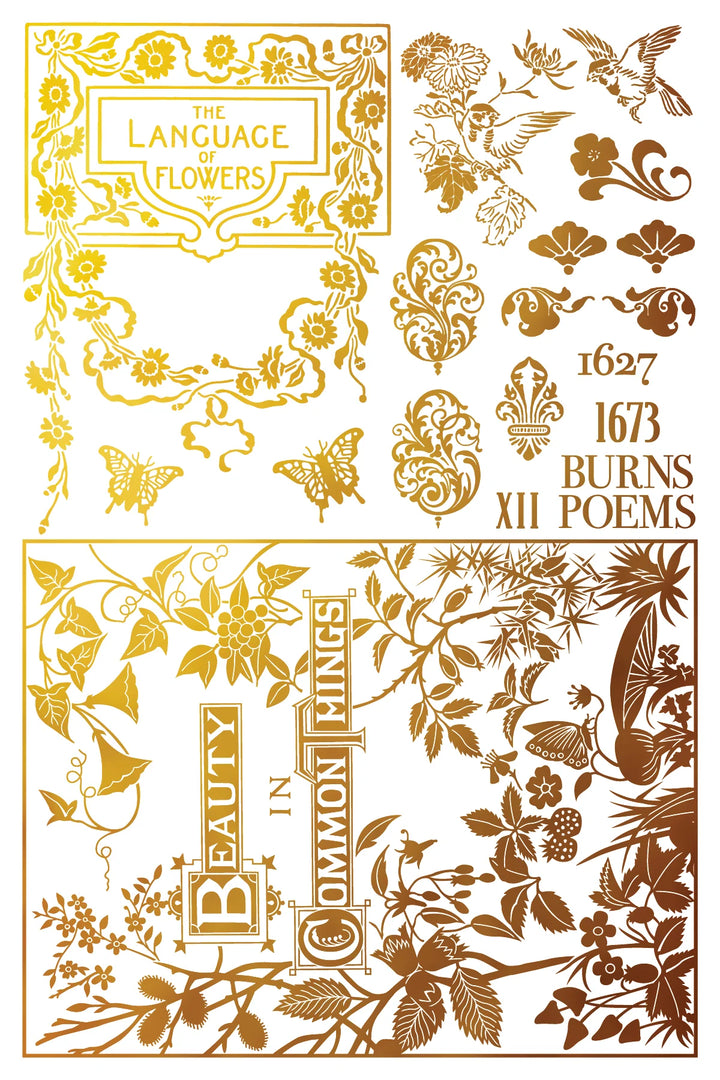 NEW! IOD Gold & Silver Foil Transfer Pad - ATHENAEUM (set of eight 8"x12" sheets) - Rustic Farmhouse Charm