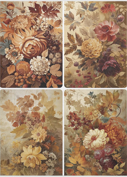 Decoupage Tissue Paper - Autumn Florals (53.34cm x 73.66cm) - Rustic Farmhouse Charm