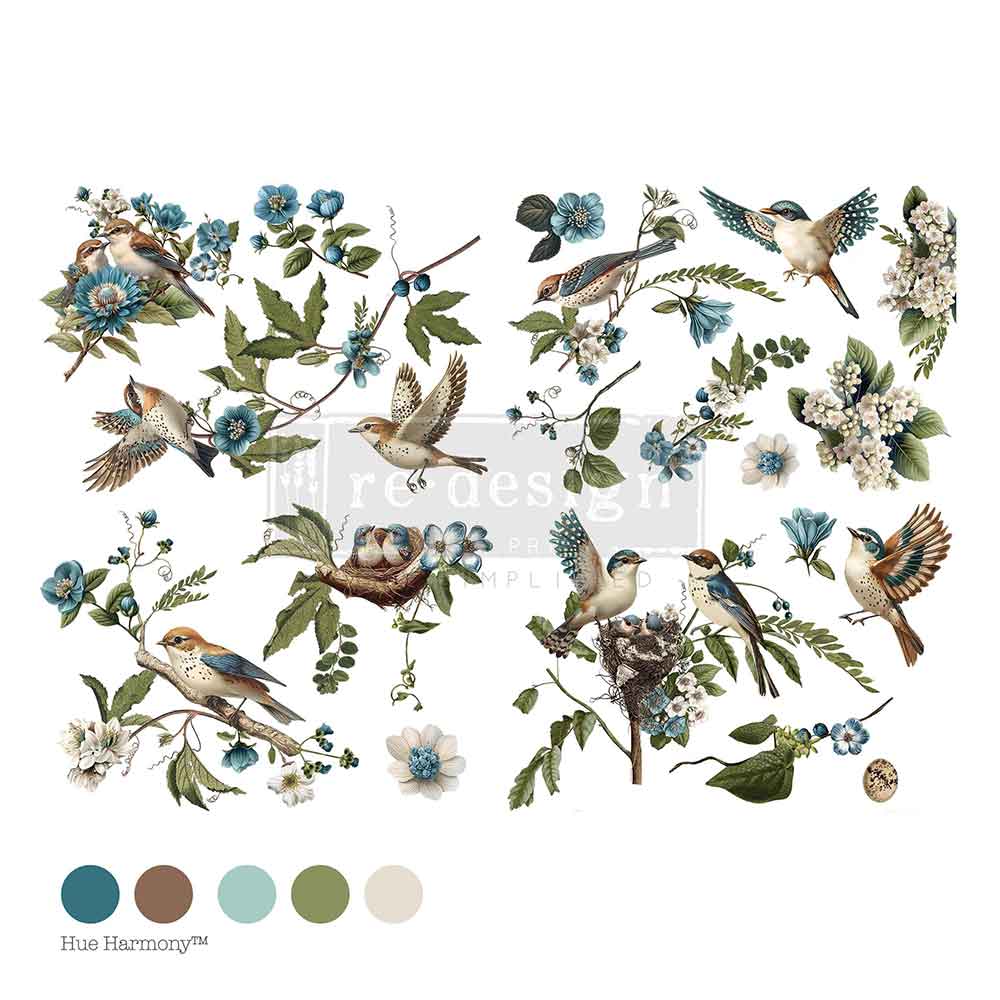 NEW! Redesign Transfer - AVIARY ELEGANCE (60.96cm x 88.9cm) - Rustic Farmhouse Charm