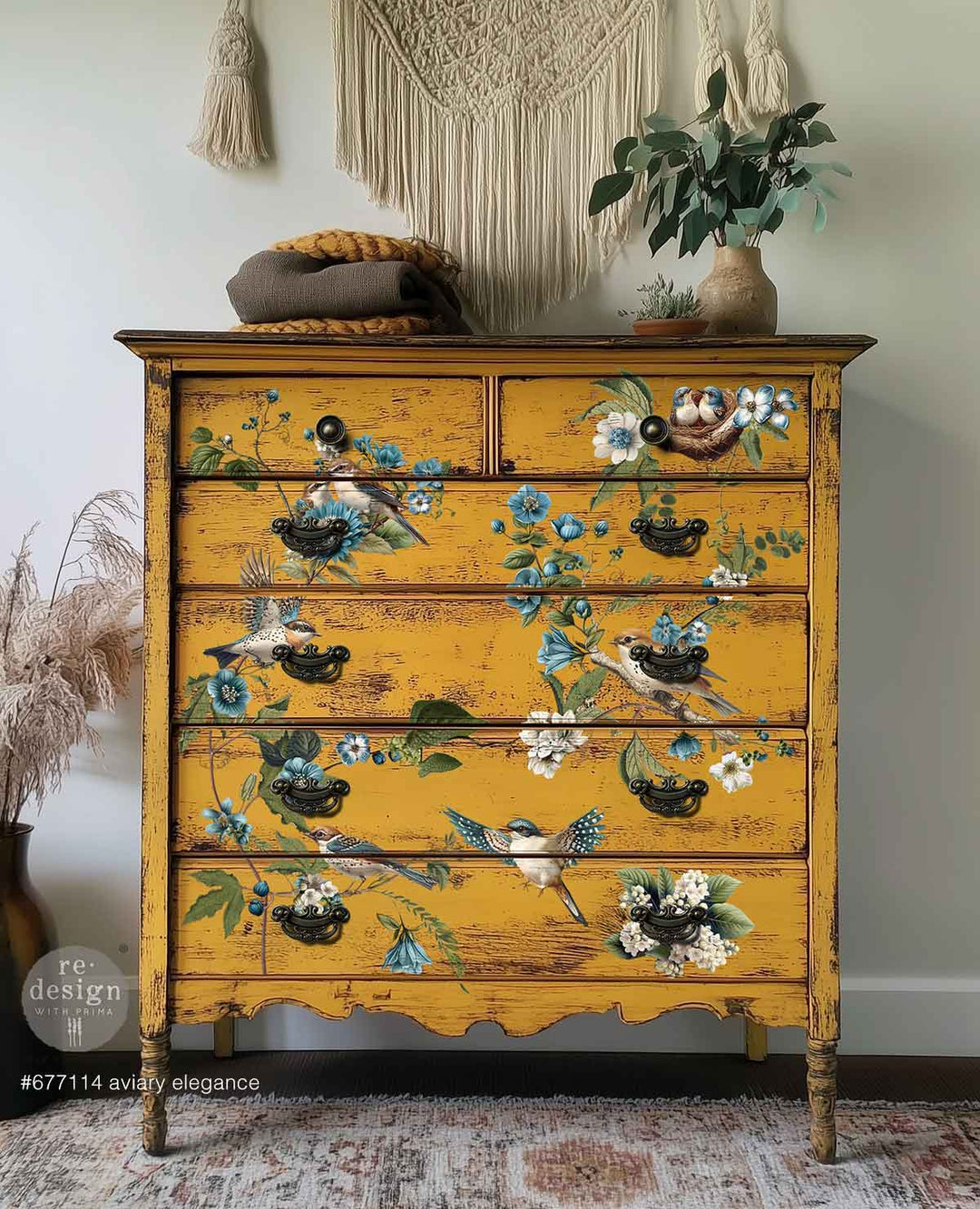 NEW! Redesign Transfer - AVIARY ELEGANCE (60.96cm x 88.9cm) - Rustic Farmhouse Charm
