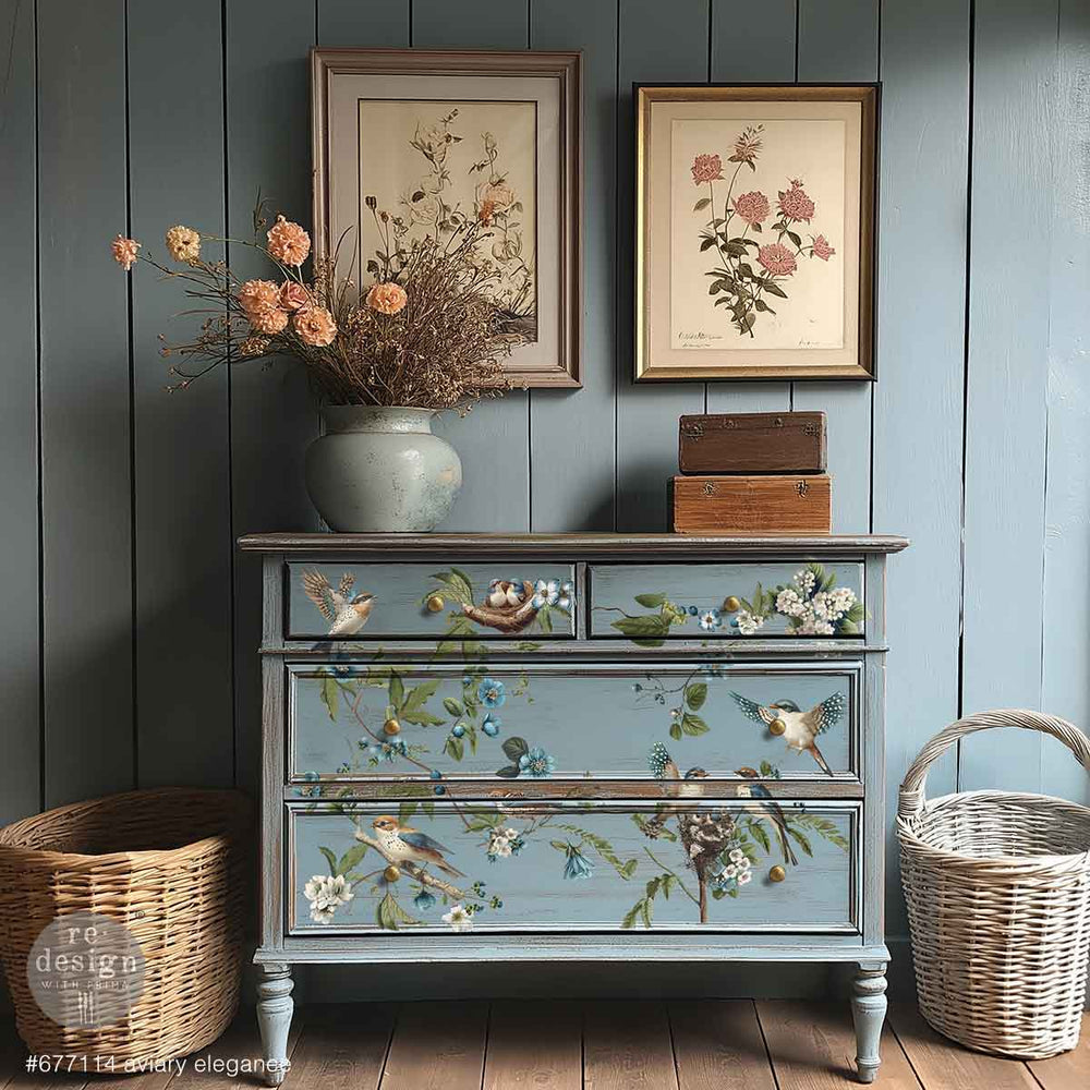 NEW! Redesign Transfer - AVIARY ELEGANCE (60.96cm x 88.9cm) - Rustic Farmhouse Charm