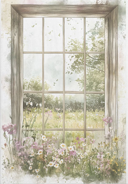 Decoupage Tissue Paper - Beautiful Floral Meadow Window
