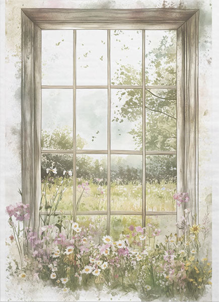 Decoupage Tissue Paper - Beautiful Floral Meadow Window
