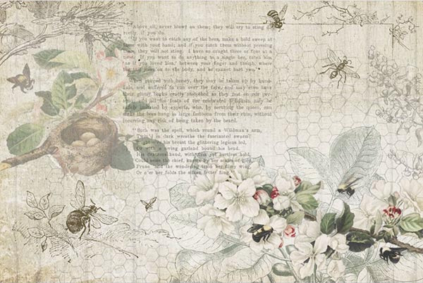 Decoupage Tissue Paper - Bees and Bees (50.8cm x 76.2cm) - Rustic Farmhouse Charm