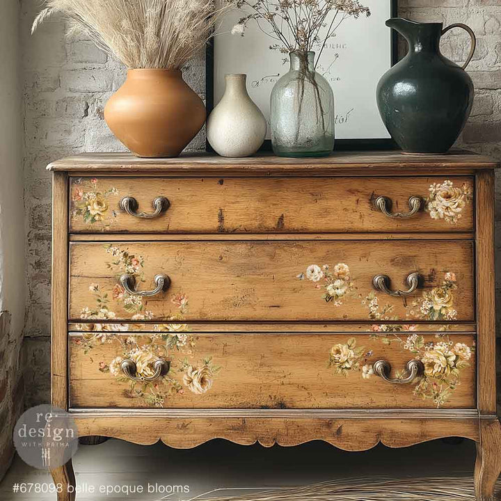 NEW! Redesign Middy Transfer - BELLE ÉPOQUE BLOOMS (3 sheets, each 21.59cm x 27.94cm) - Rustic Farmhouse Charm