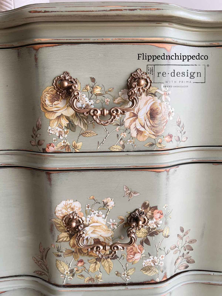 NEW! Redesign Middy Transfer - BELLE ÉPOQUE BLOOMS (3 sheets, each 21.59cm x 27.94cm) - Rustic Farmhouse Charm