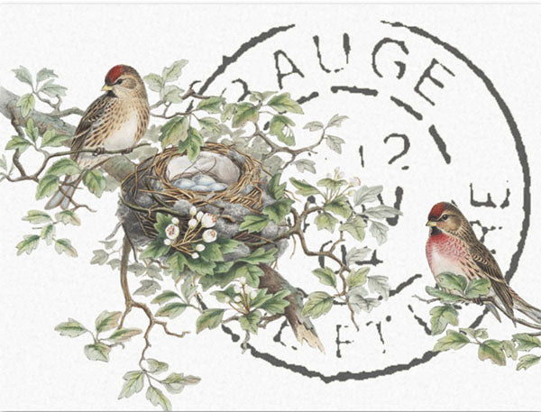 Decoupage Tissue Paper - Bird Nest Postmark (38.1cm x 50.8cm) - Rustic Farmhouse Charm