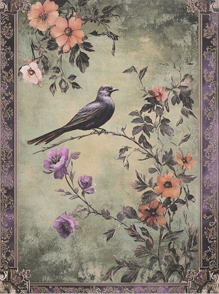 Decoupage Tissue Paper - Bird & Blossoms (45.72cm x 60.96cm)