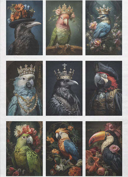 Decoupage Tissue Paper - Birds Dress-up Collage (53.34cm x 73.66cm) - Rustic Farmhouse Charm