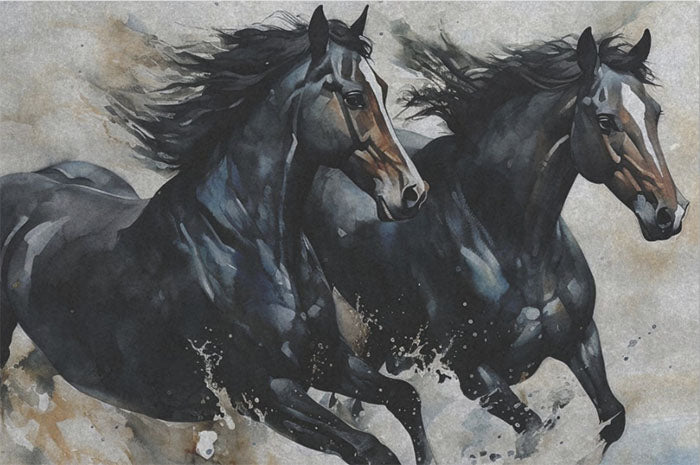 Decoupage Tissue Paper - Black Horses Born to Run (50.8cm x 76.2cm) - Rustic Farmhouse Charm