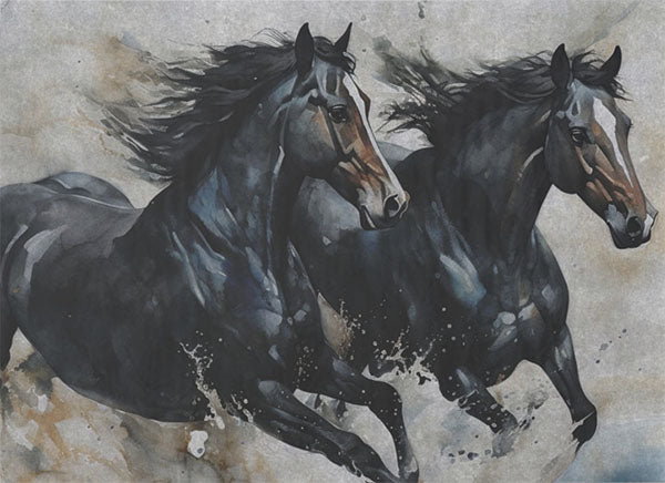 Decoupage Tissue Paper - Black Horses Born to Run (53.34cm x 73.66cm) - Rustic Farmhouse Charm