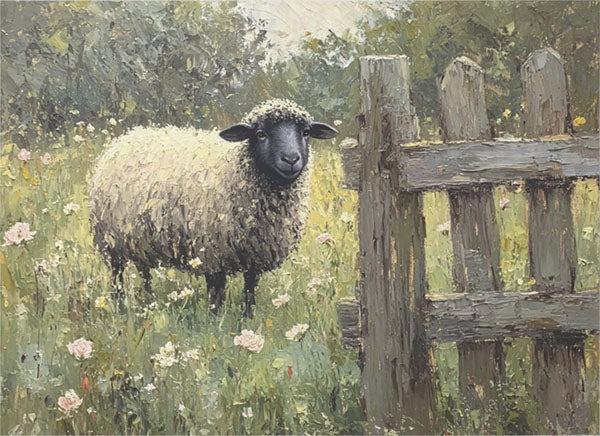 Decoupage Tissue Paper - Black Sheep with Wildflowers (53.34cm x 73.66cm) - Rustic Farmhouse Charm