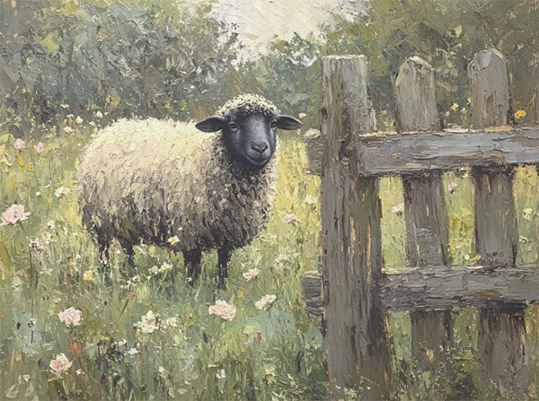 Decoupage Tissue Paper - Black Sheep with Wildflowers (45.72cm x 60.96cm)