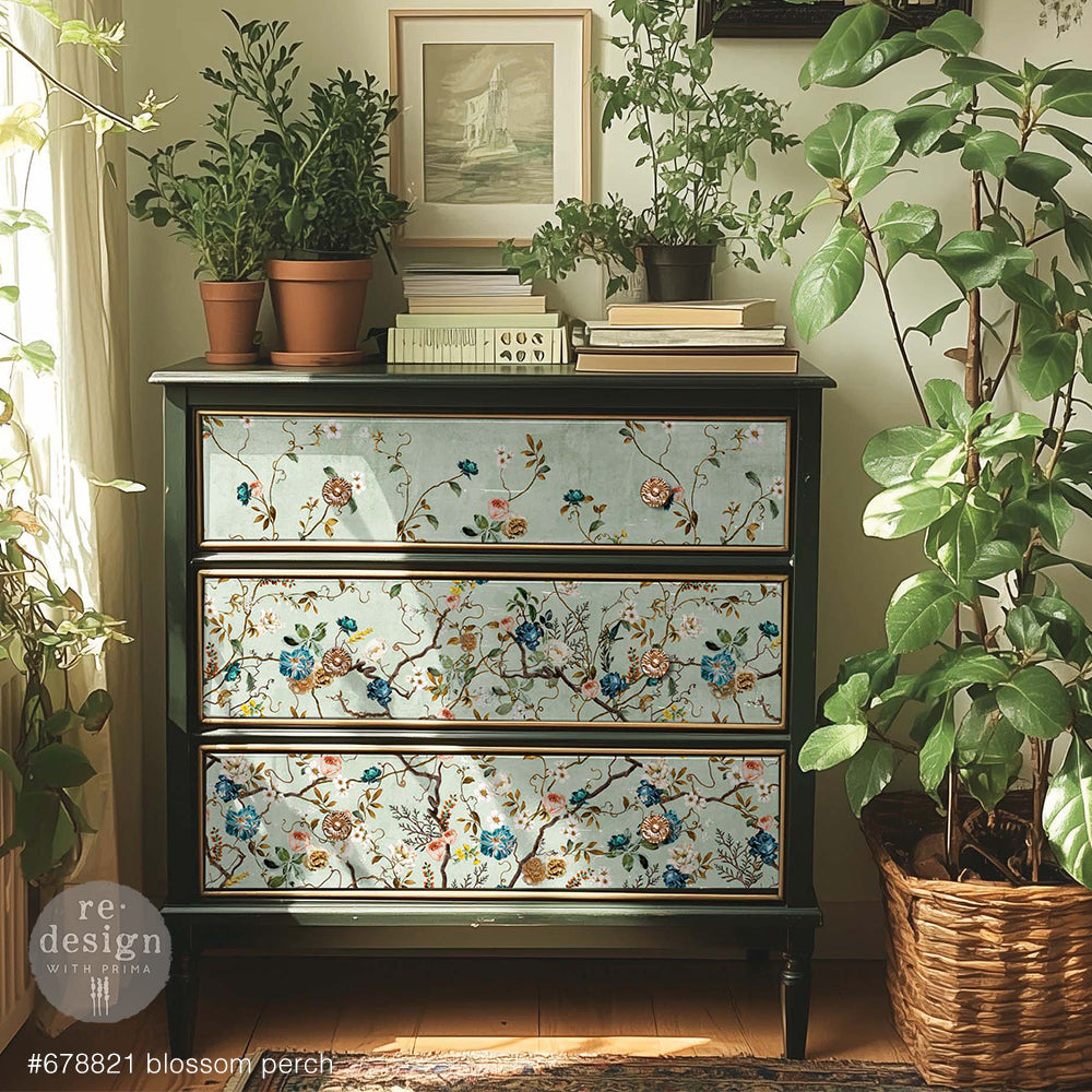 NEW! Redesign A1 Decoupage Fibre Paper - BLOSSOM PERCH (59.44cm x 84.07cm) - Rustic Farmhouse Charm