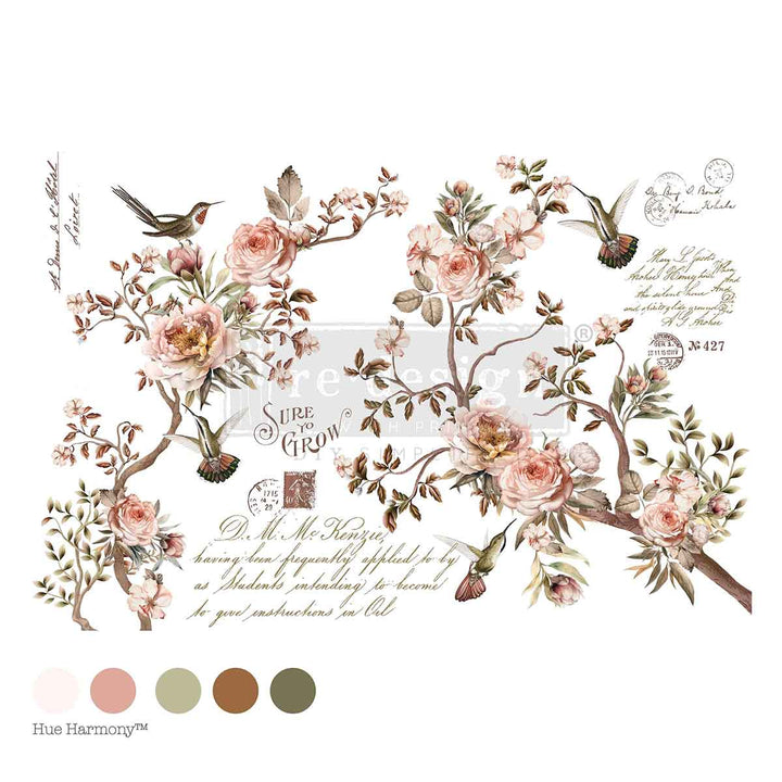 NEW! Redesign Transfer - BLOSSOM TWEET (60.96cm x 88.9cm) - Rustic Farmhouse Charm