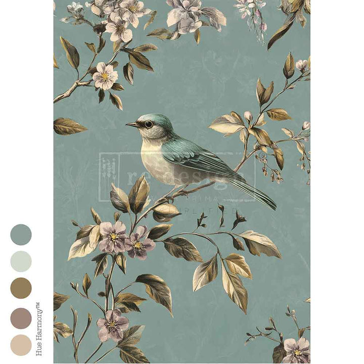 NEW! Redesign A1 Decoupage Fibre Paper - BLUE SONG (59.44cm x 84.07cm) - Rustic Farmhouse Charm
