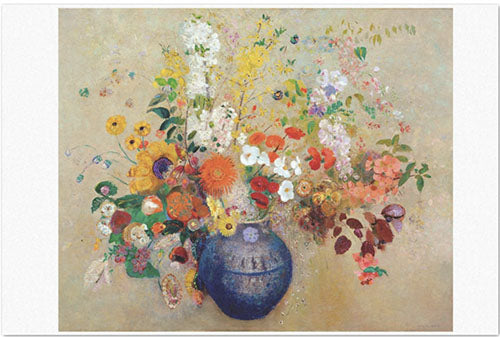 Decoupage Tissue Paper - Blue Vase of Flowers by Odilon Redon (2 sizes) - Rustic Farmhouse Charm