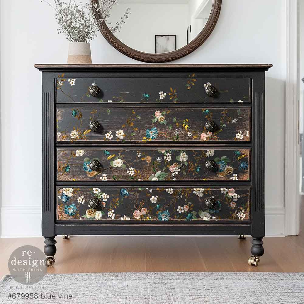 NEW! Redesign Transfer - BLUE VINE (60.96cm x 88.9cm) - Rustic Farmhouse Charm